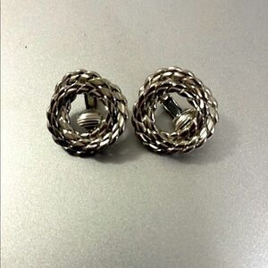 Vintage Marino Silver Twisted Knot Clip Earrings